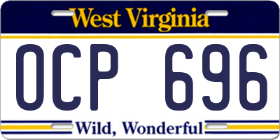 WV license plate OCP696