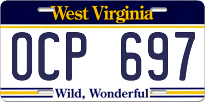 WV license plate OCP697