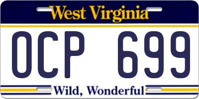 WV license plate OCP699