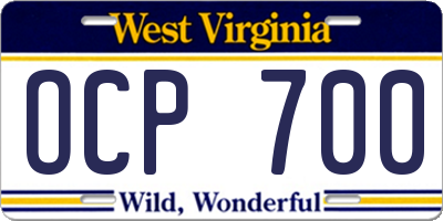 WV license plate OCP700