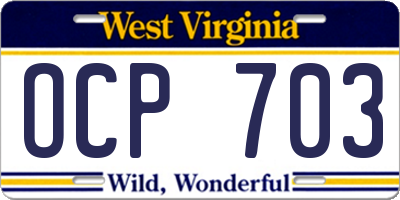 WV license plate OCP703