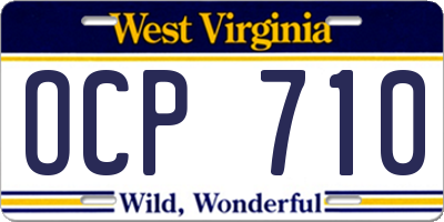 WV license plate OCP710