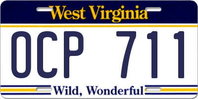 WV license plate OCP711