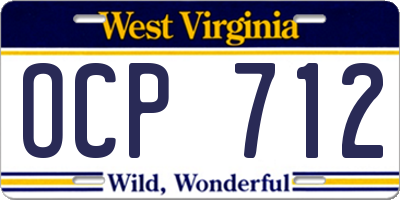 WV license plate OCP712