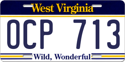 WV license plate OCP713