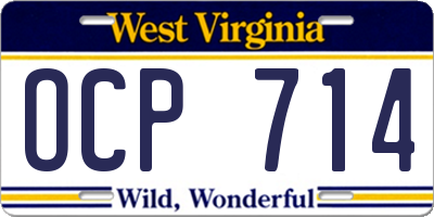 WV license plate OCP714