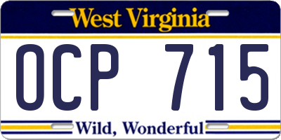 WV license plate OCP715
