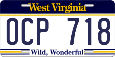 WV license plate OCP718