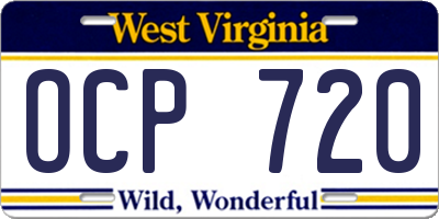WV license plate OCP720
