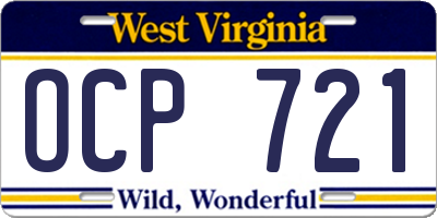 WV license plate OCP721