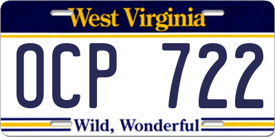 WV license plate OCP722