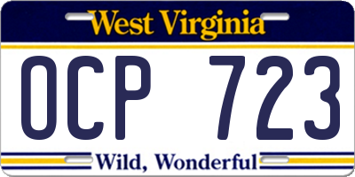 WV license plate OCP723