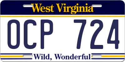 WV license plate OCP724