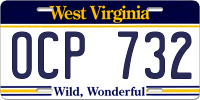 WV license plate OCP732