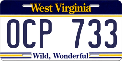 WV license plate OCP733