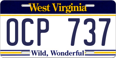 WV license plate OCP737