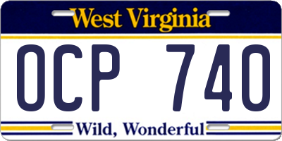 WV license plate OCP740