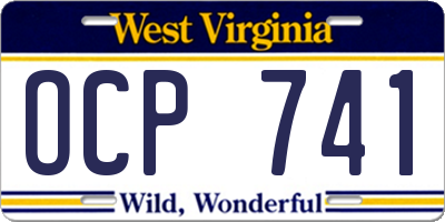 WV license plate OCP741