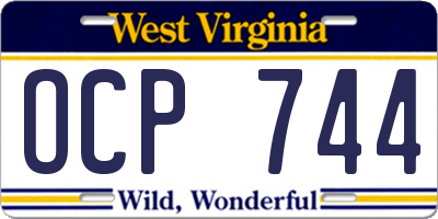 WV license plate OCP744