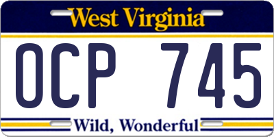 WV license plate OCP745