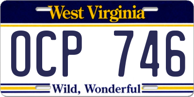 WV license plate OCP746