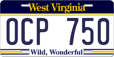 WV license plate OCP750
