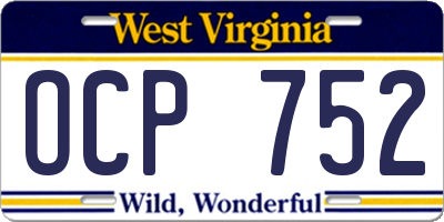WV license plate OCP752