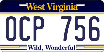 WV license plate OCP756