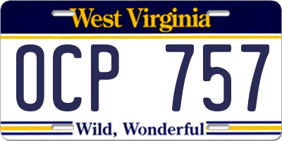 WV license plate OCP757