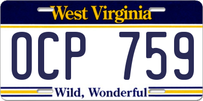 WV license plate OCP759