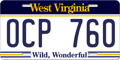 WV license plate OCP760