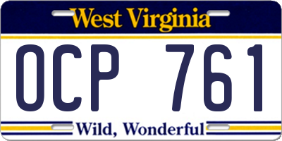 WV license plate OCP761