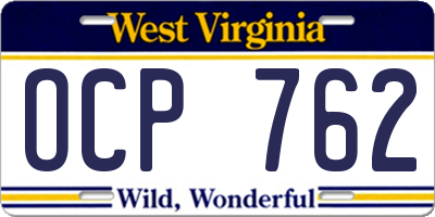 WV license plate OCP762