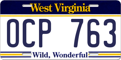 WV license plate OCP763