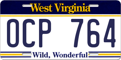 WV license plate OCP764