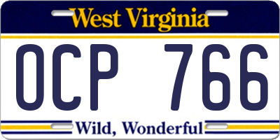 WV license plate OCP766
