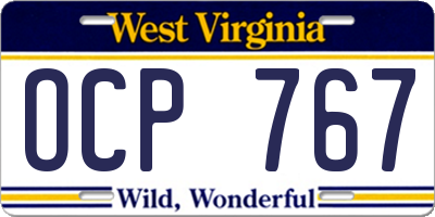 WV license plate OCP767