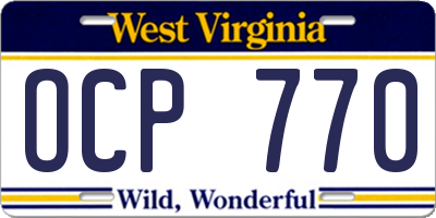 WV license plate OCP770