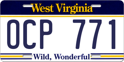 WV license plate OCP771