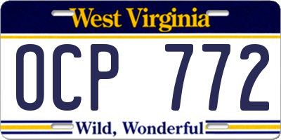 WV license plate OCP772