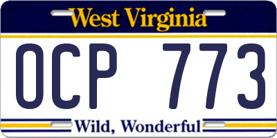 WV license plate OCP773