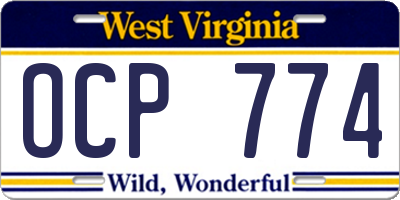 WV license plate OCP774