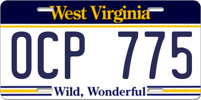 WV license plate OCP775