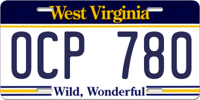 WV license plate OCP780