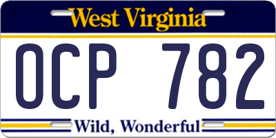 WV license plate OCP782