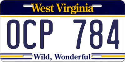 WV license plate OCP784