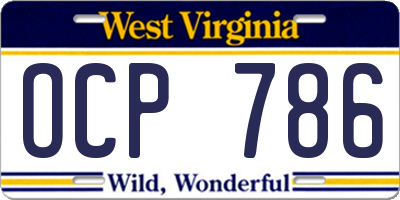 WV license plate OCP786
