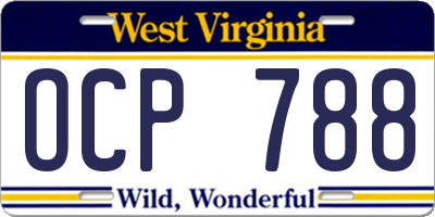 WV license plate OCP788