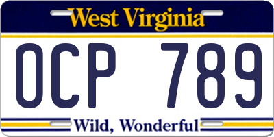 WV license plate OCP789