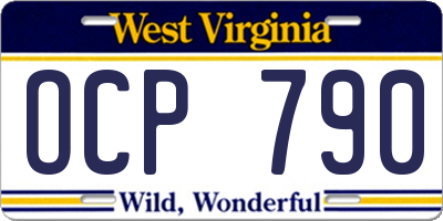 WV license plate OCP790